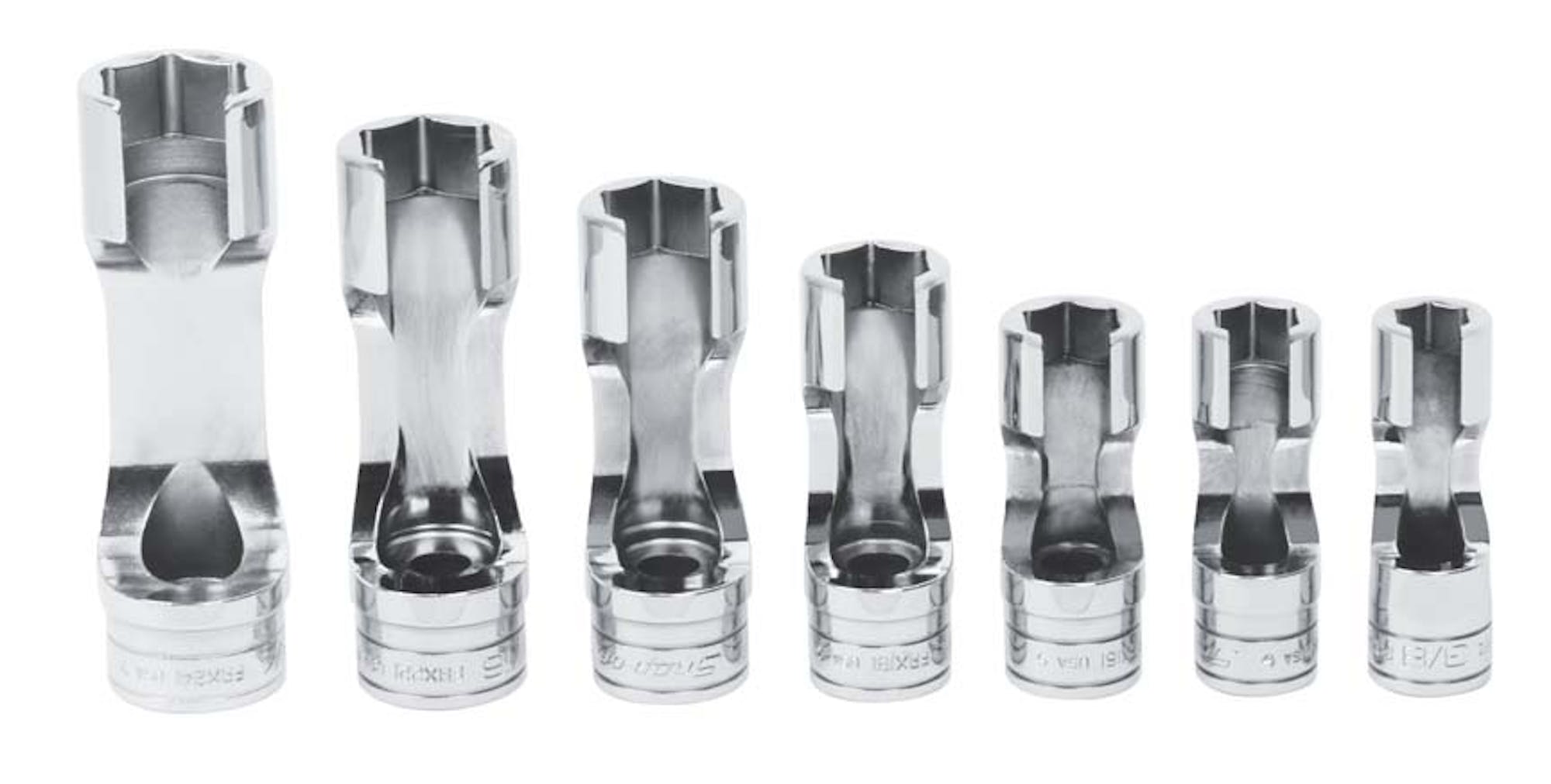 7 Pc 3/8" Drive 6point Sae Flank Drive® Flare Nut Socket Set (3/83/4