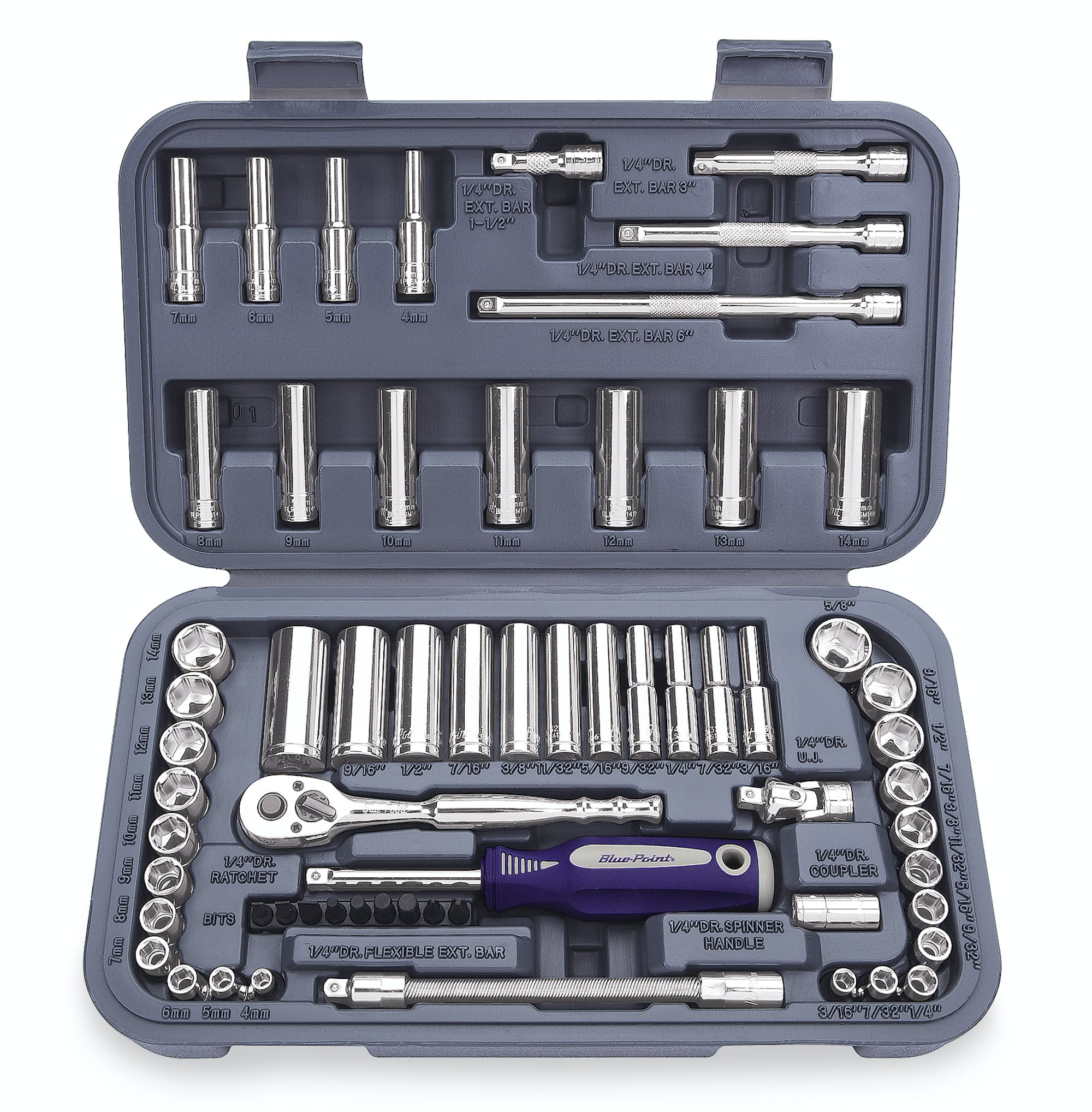 62 Pc 1/4" Drive Sae/metric General Service Set (bluepoint