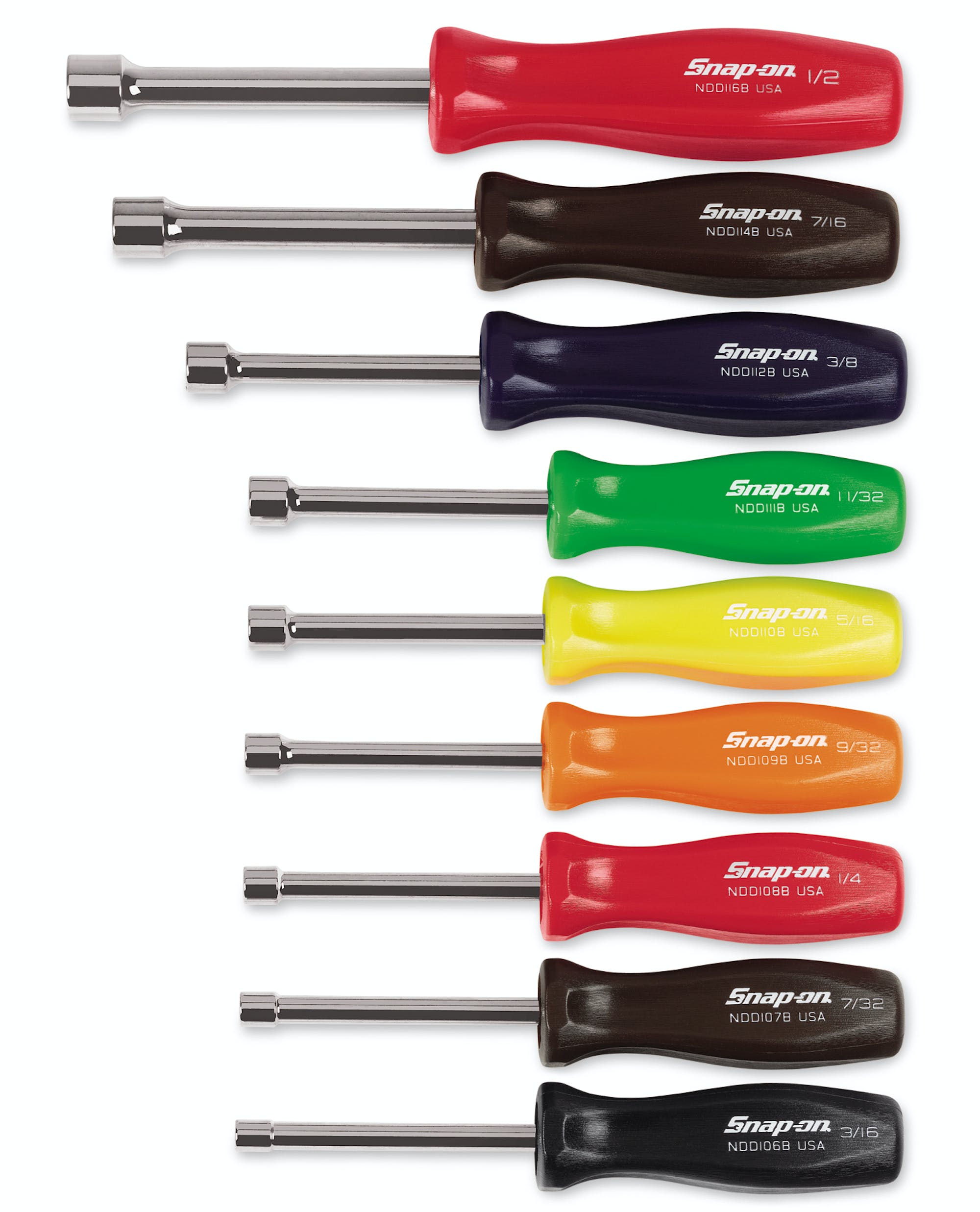 9 Pc Hard Handle Sae Nut Driver Set (3/16-1/2") - NDD900B – Snap-On ...