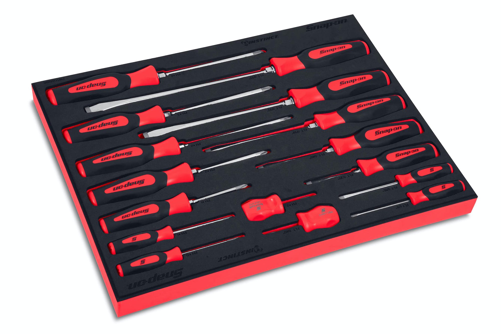 16 Pc Instinct® Soft Grip Combination Screwdriver Foam Set (red